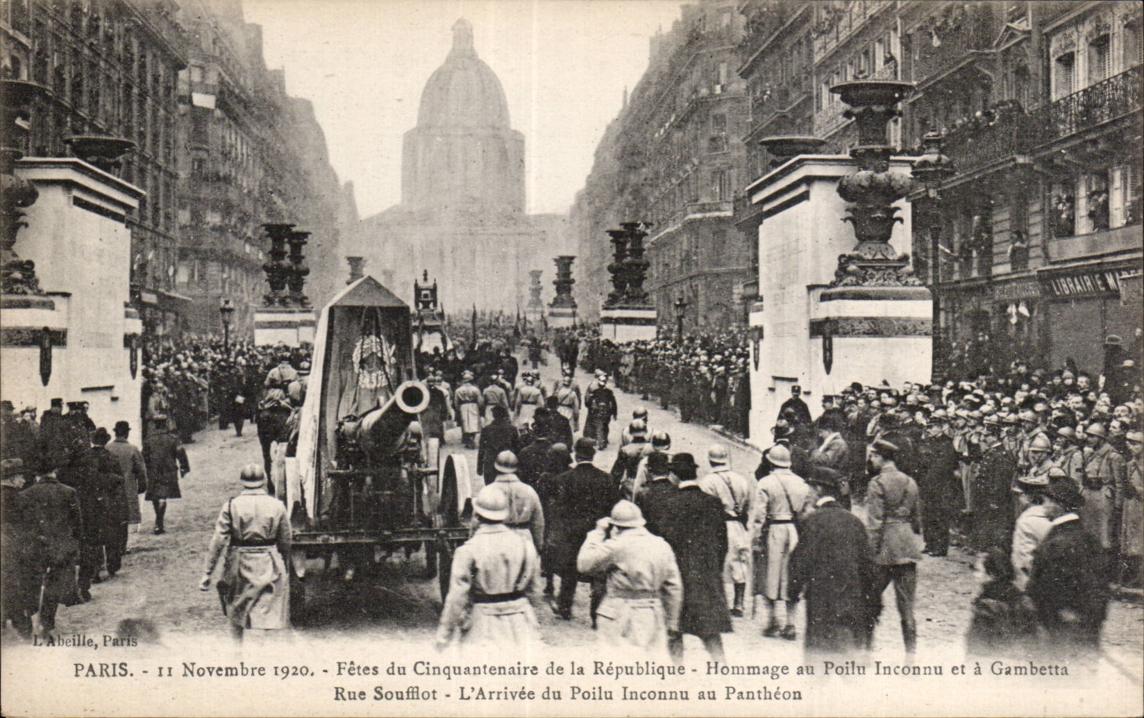 Paris - Fêtes du Cinquantenaire de la République - Hommage au Poilu Inconnu et à Gambetta - Rue Soufflot