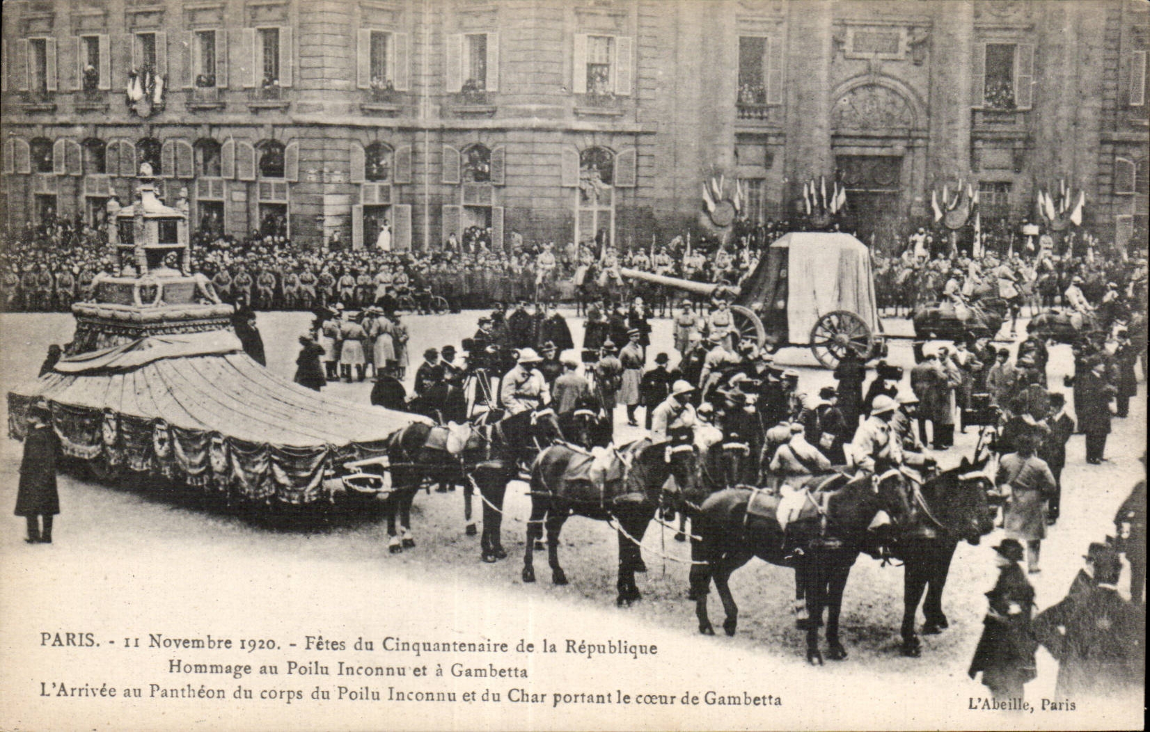 CPA Militaria Paris 11 novembre 1920 Fetes du cinquantenaire de la Republique Gambetta Soldat inconnu L arrivee au panth