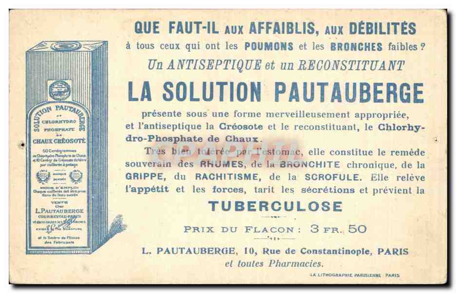 CPA Militaria Le general Joffre Publicite Solution Pautauberge — Rückseite