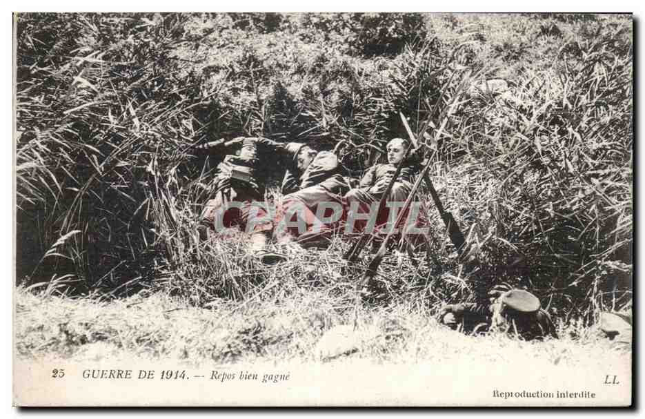 CPA Militaria Guerre de 1914 REpos bien gagne 