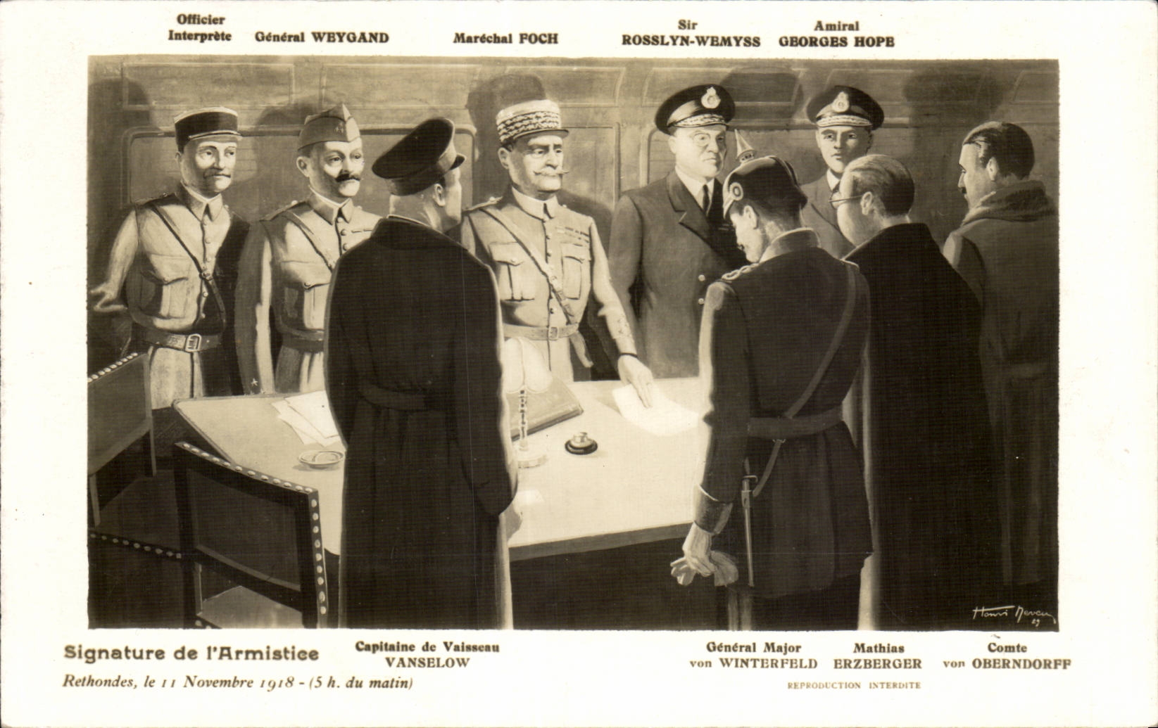 Firma dell'Armistizio — Reithondes, 11 Novembre 1918 — Editore: Henri Ménard