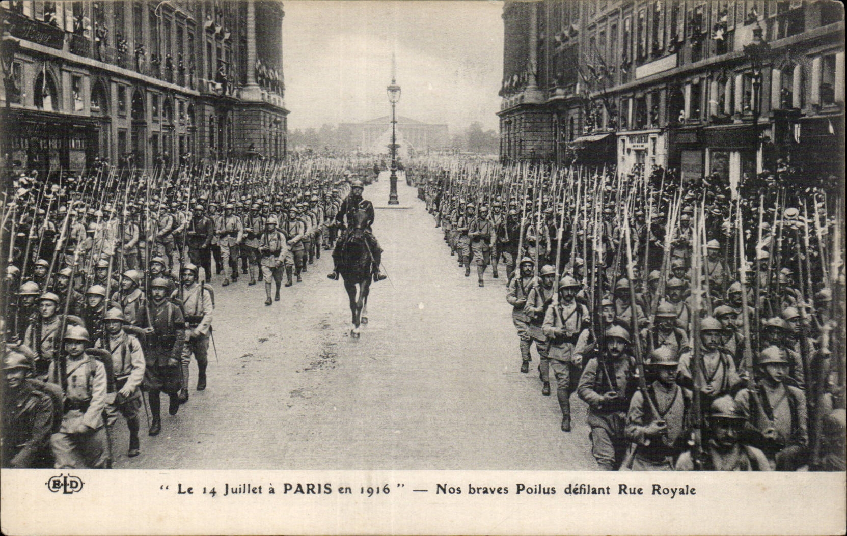 Parade der Poilus in Paris — Rue Royale — B.D. Nr. 1916