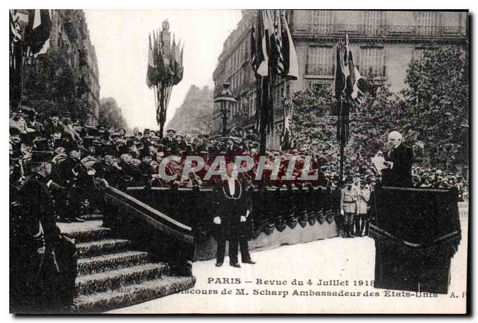 Paris — Revue vom 4. Juli 1918 — Rede von Herrn Scharp, Botschafter der Vereinigten Staaten — Verlag Papaghi, Paris-Tours