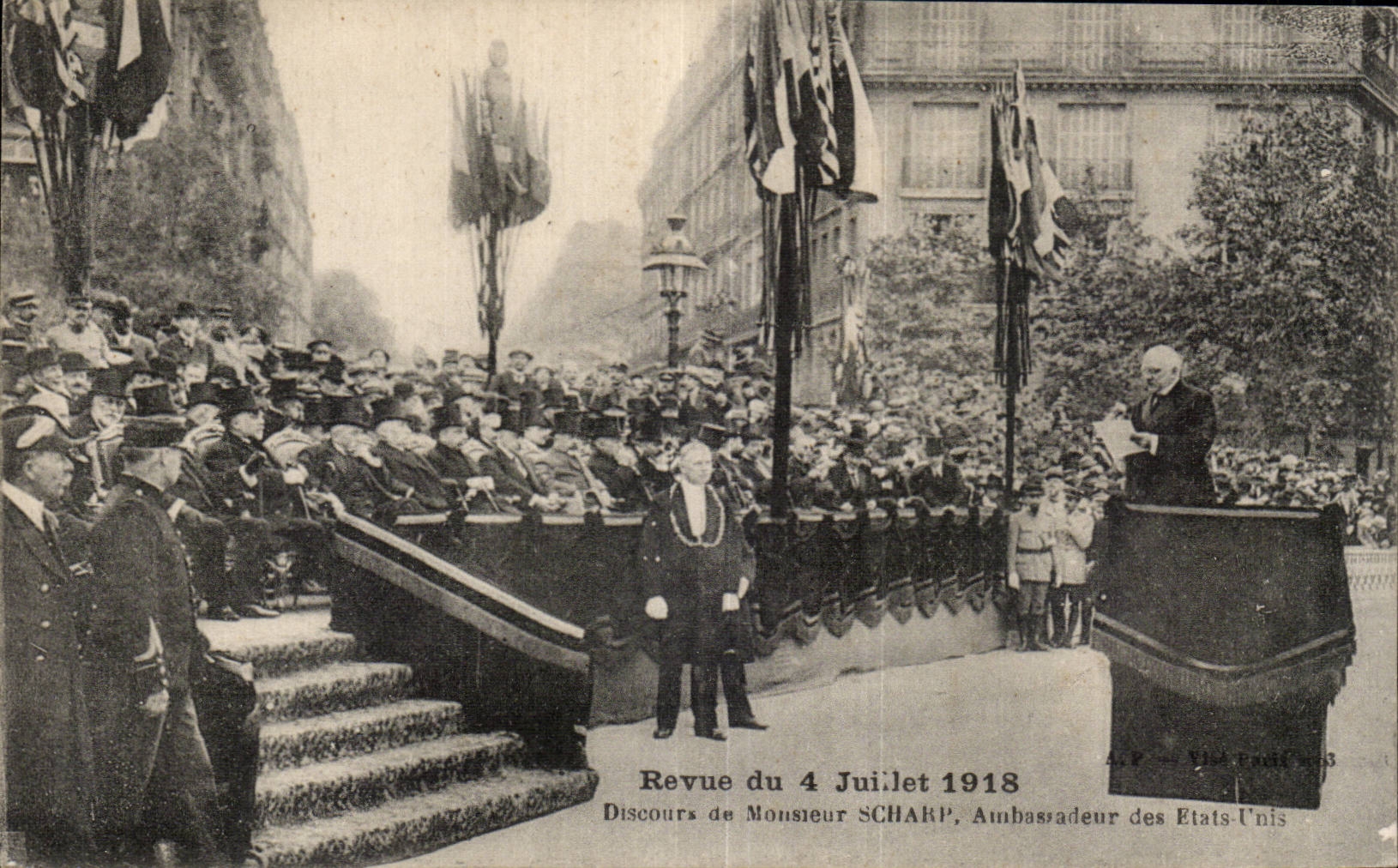 Revue du 4 Juillet 1918 — Discours de Monsieur SHARP, Ambassadeur des États-Unis — éditeur Papeghin, Tours
