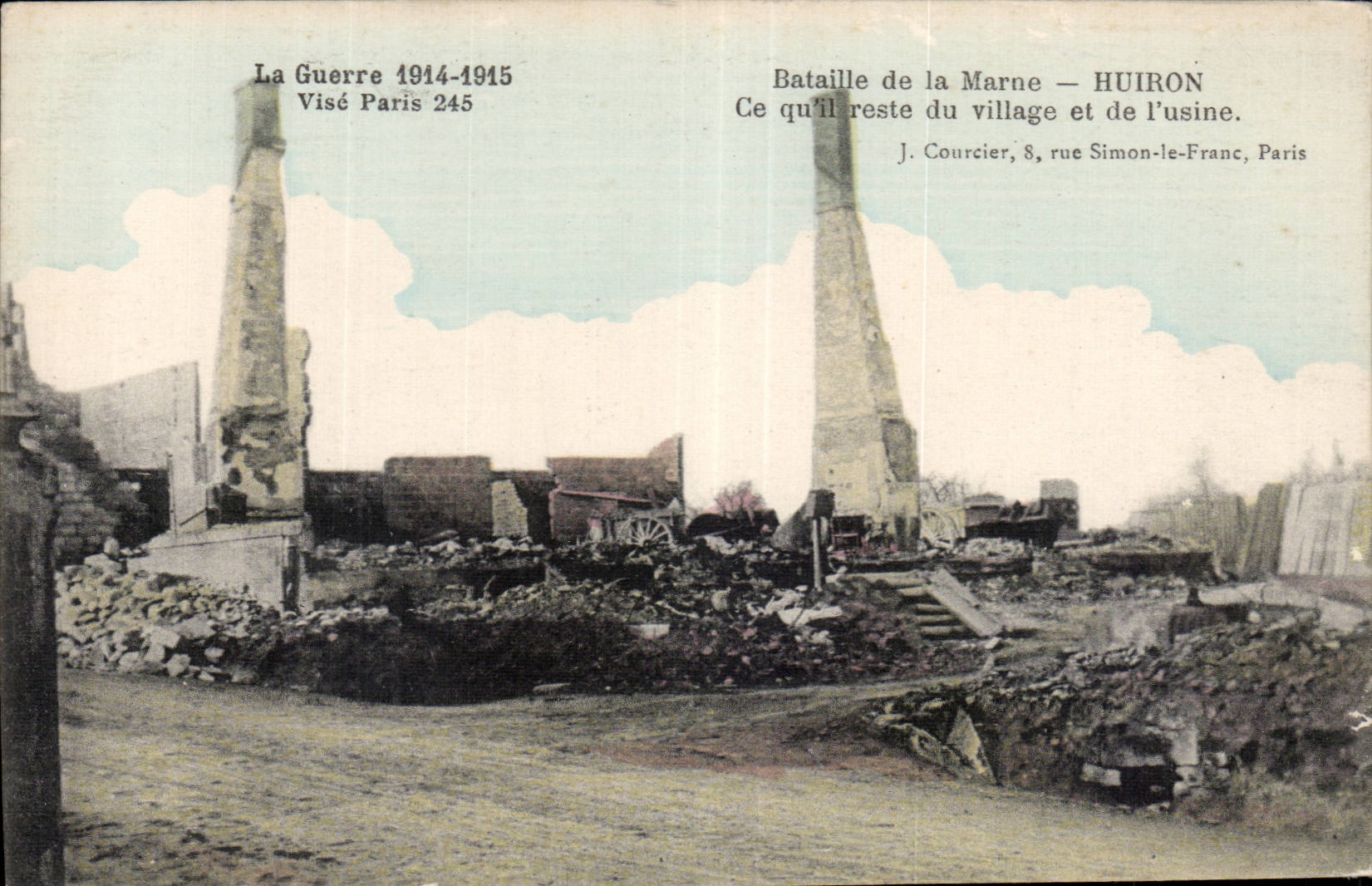 CPA Militaria La grande guerre Bataille de la Marne Huiron Ce qui reste du village et de l usine 