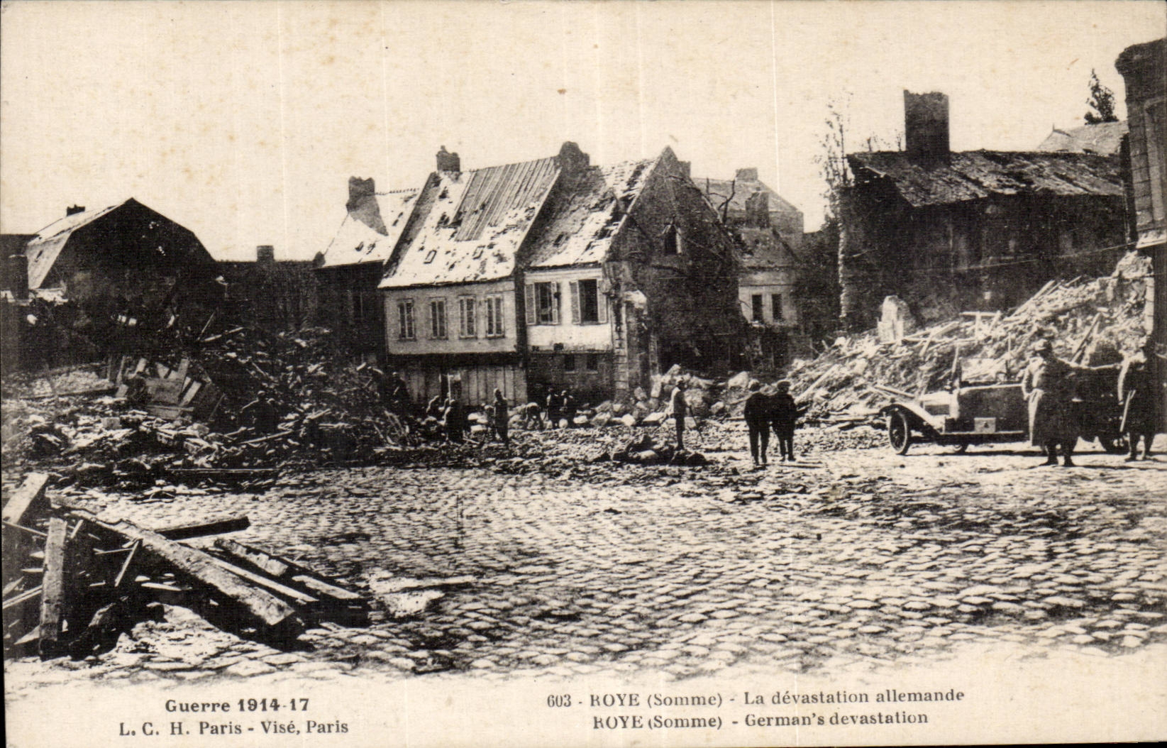 Roye (Somme) — La devastación alemana — L. C. H. París, n° 603