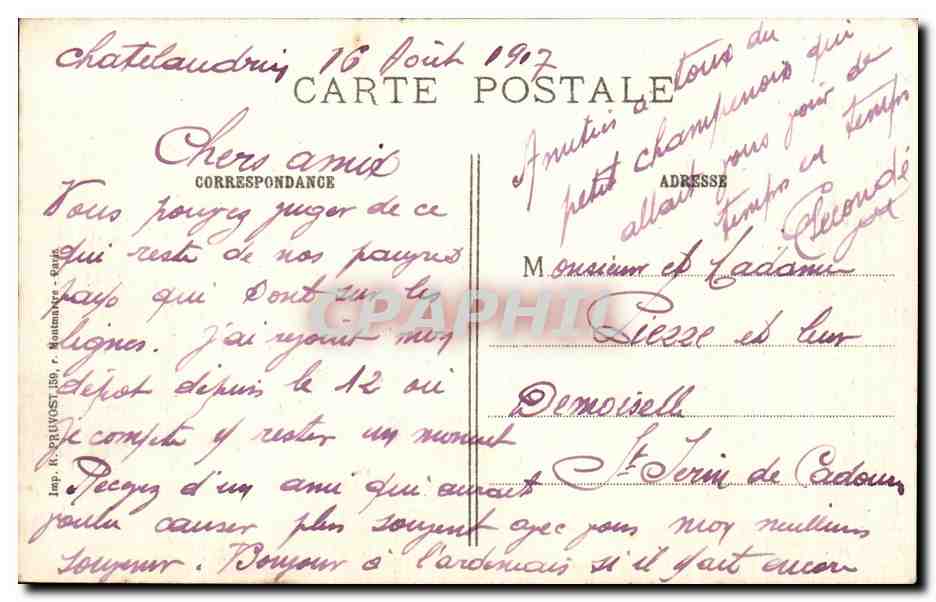 Cité des Marquises — après le terrible bombardement — En Champagne — Visé Paris 4 bis — R.P. — Reverso