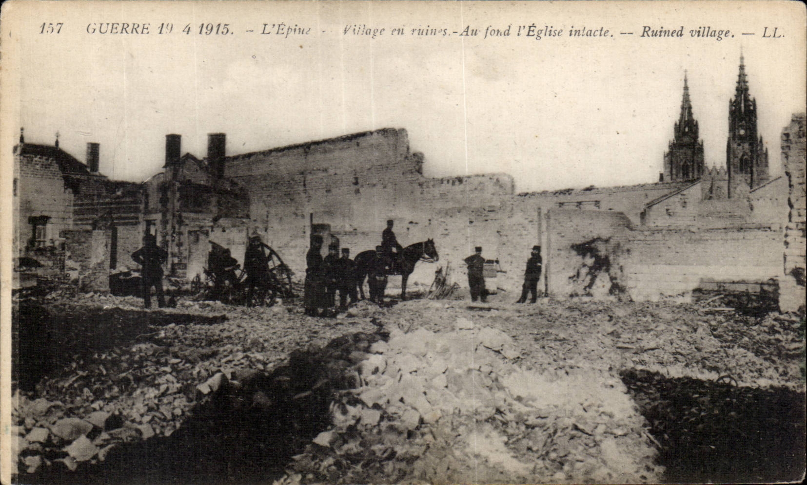 L'Épîne — Zerstörtes Dorf nach dem Krieg 1914-1915 — LL.