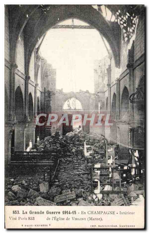 CPA Militaria En Champagne Interieur de l eglise de Virginy 