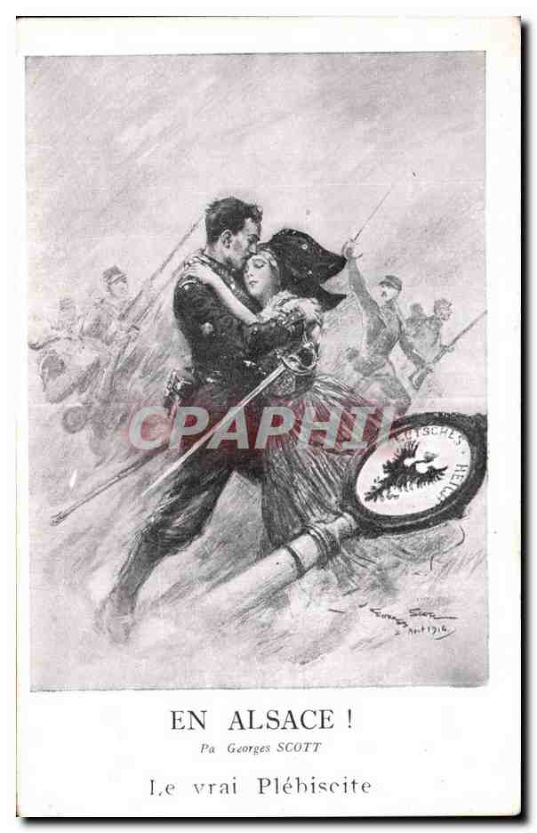 CPA Militaria En Alsace par George Scott Le vrai plebiscite