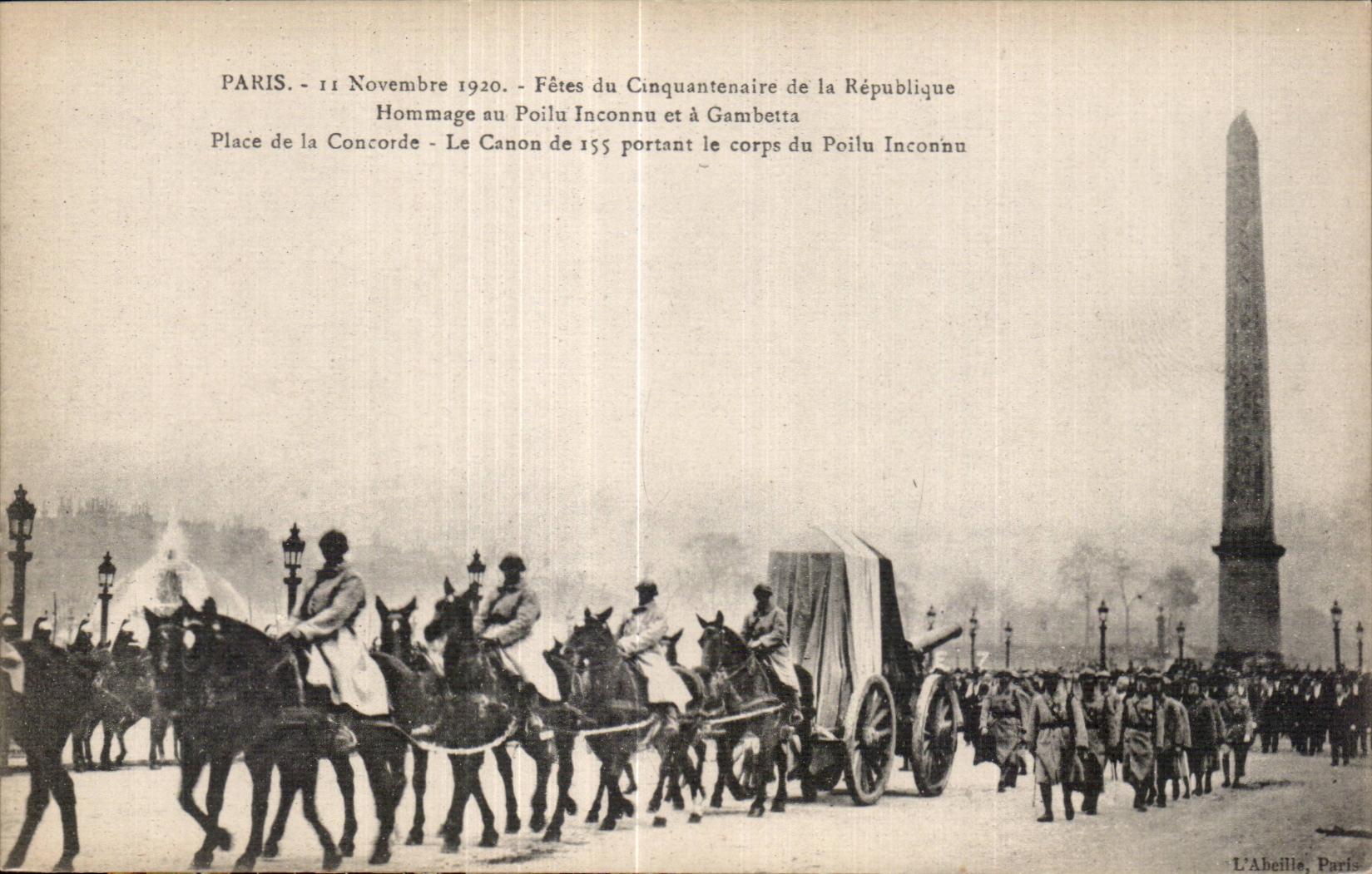 CPA Militaria Paris 11 novembre 1920 Fetes du cinquantenaire de la Republique Hommage au poilu inconnu et a Gambetta