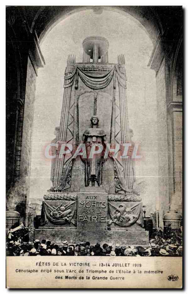 CPA Militaria 14 juillet 1919 Arc de Triomphe Cenotaphe 