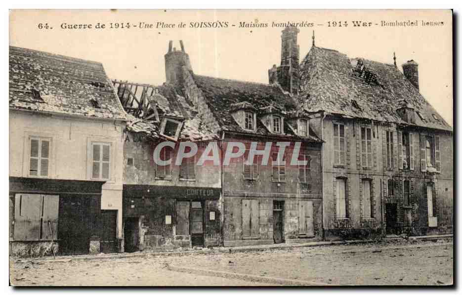 Soissons — Piazza bombardata nel 1914 — editore anonimo, n. 64