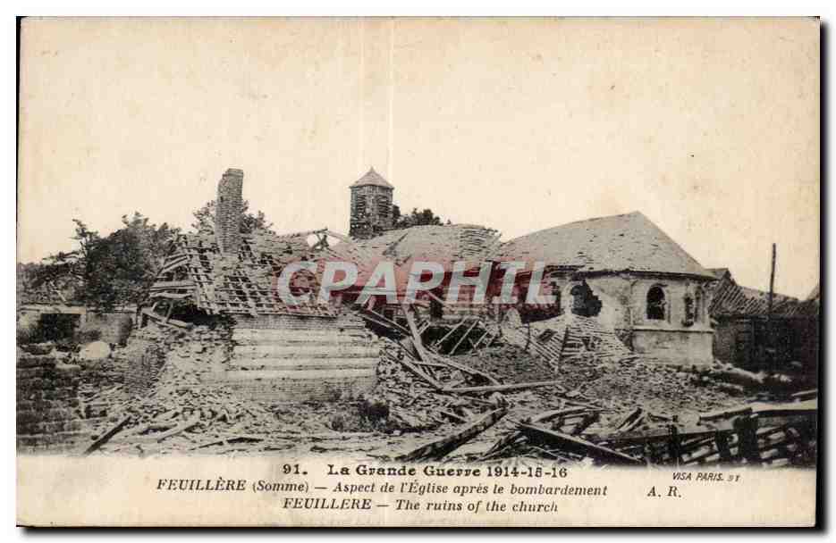 CPA Militaria Feuillere Aspect de l eglise apres le bombardement 