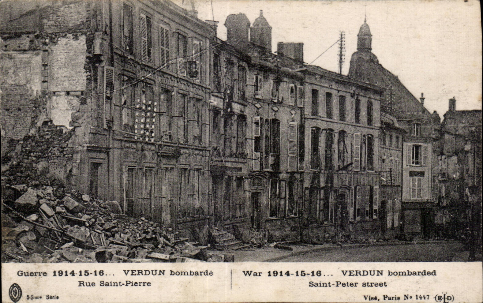CPA Militaria Verdun bombarde Rue Saint Pierre 