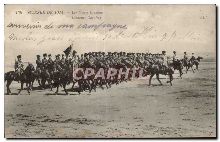CPA Militaria Guerre de 1914 Les braves cosaques Russie Russia
