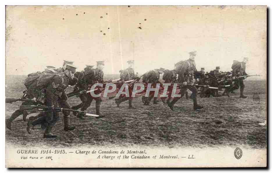 CPA Militaria Guerre de 1914 Charge de Canadiens de Montreal