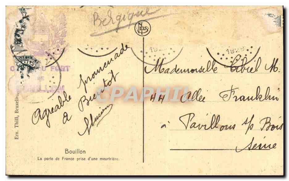 Bouillon — Vue aérienne de l'Hôtel de France — Éditeur Emi. Thill, Bruxelles — Reverso