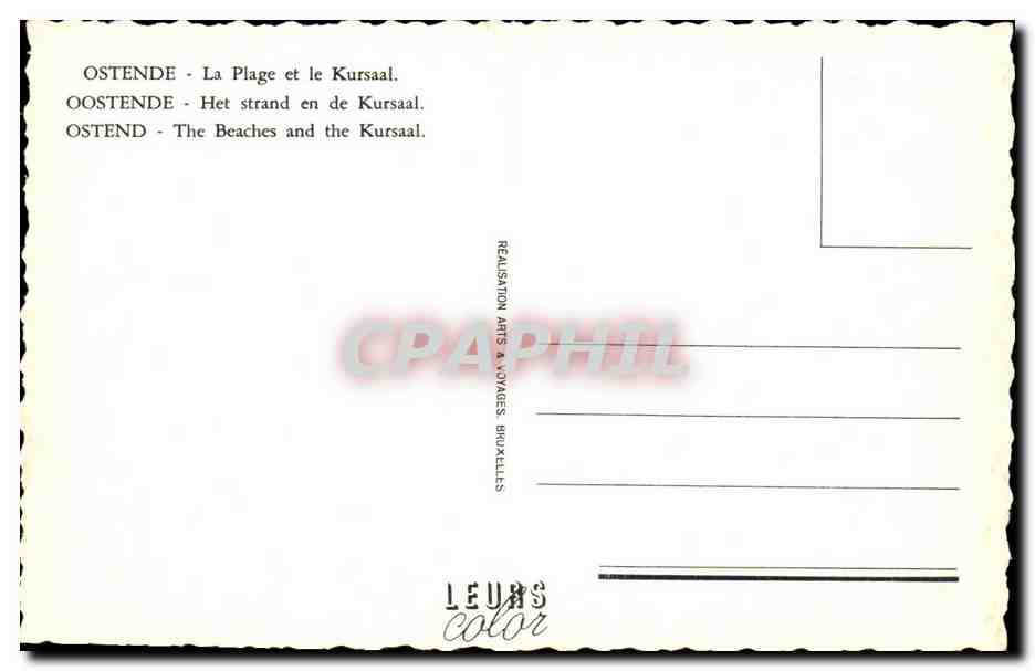 Ostende — Plage et Kursaal — Réalisation Arts & Voyages Bruxelles — Rückseite