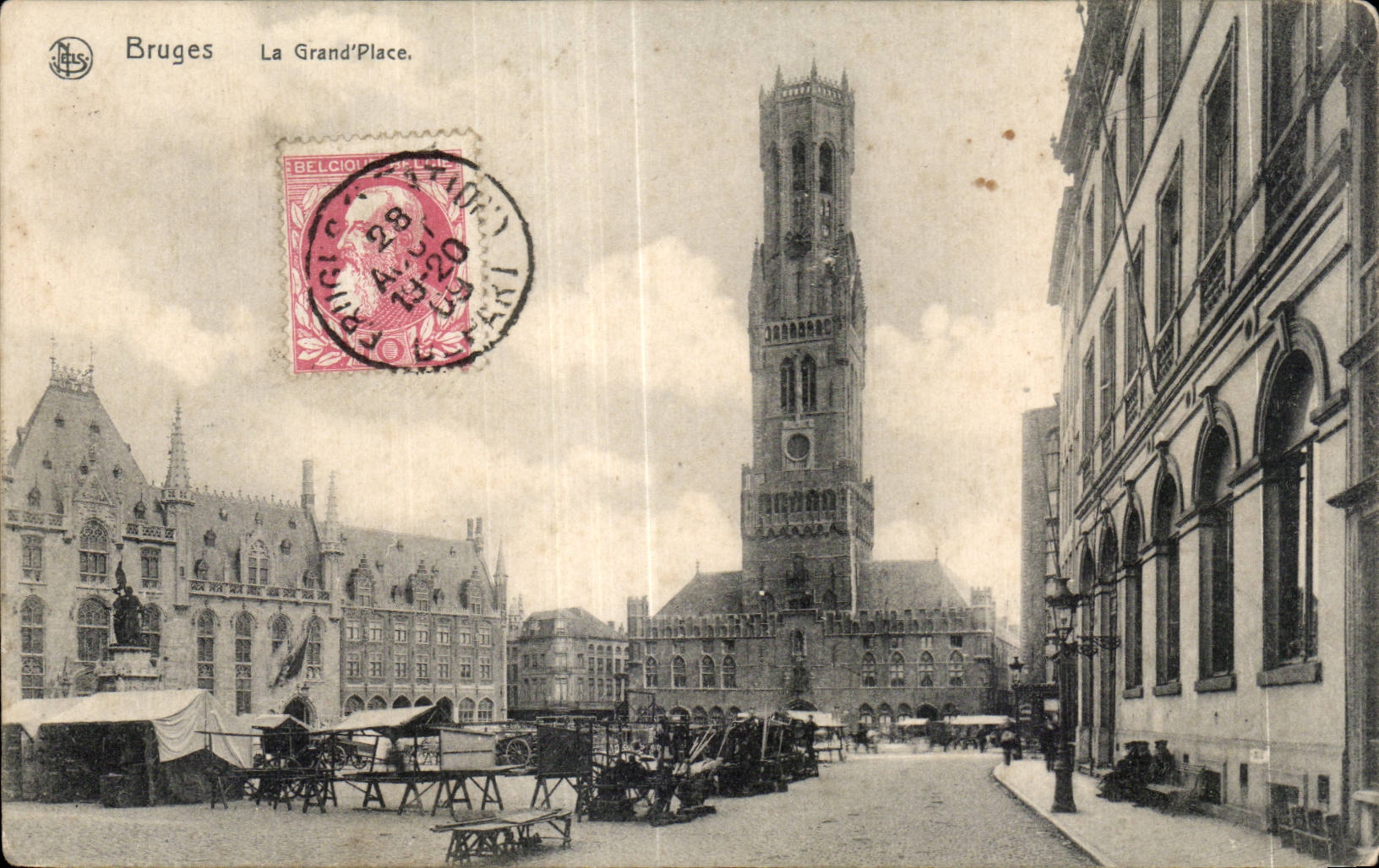 CPA Belgique Bruges la grand place 