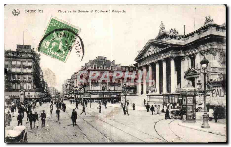 CPA Belgique Bruxelles Place de la Bourse et boulevard Anspach 