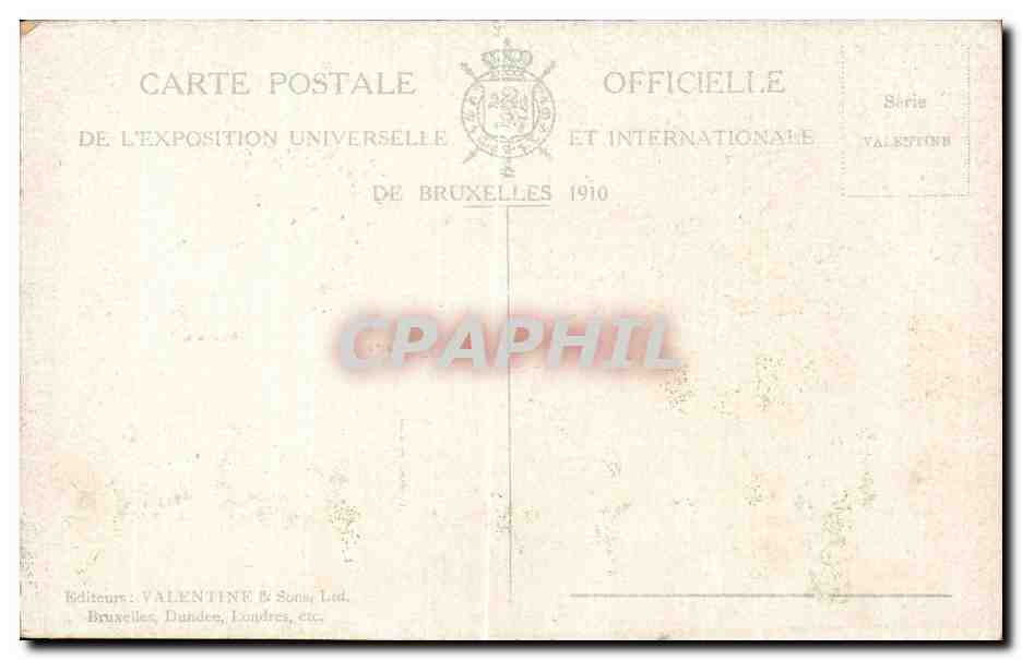 Esposizione di Bruxelles, 1910, Alt Düsseldorf — Café Alteutsche Bierstube — Valentina & Sonne, serie 1042 — Verso
