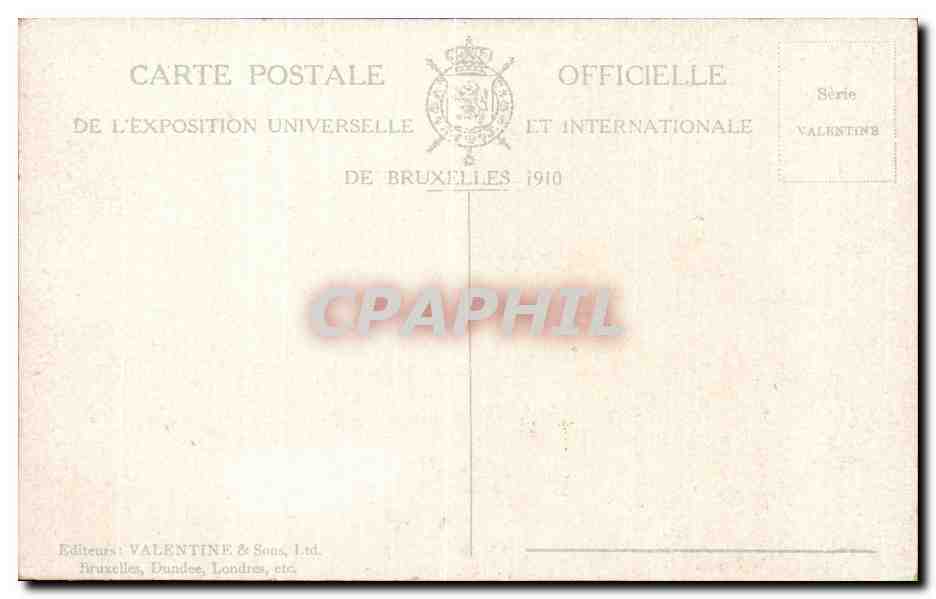 CPA Belgique Bruxelles Exposition 1910 Avenue des colonies — Verso