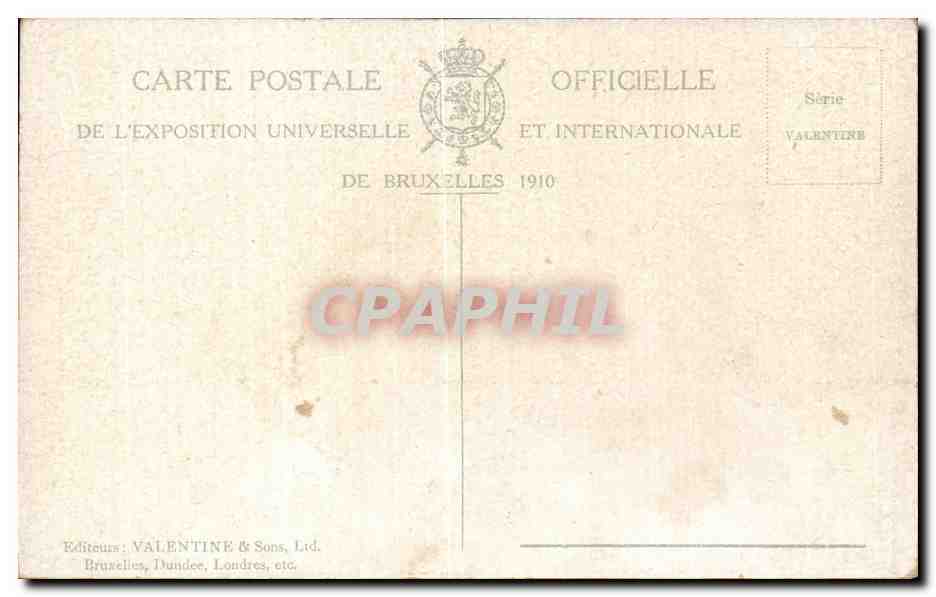 CPA Belgique Bruxelles Exposition 1910 Le grand palais  — Verso