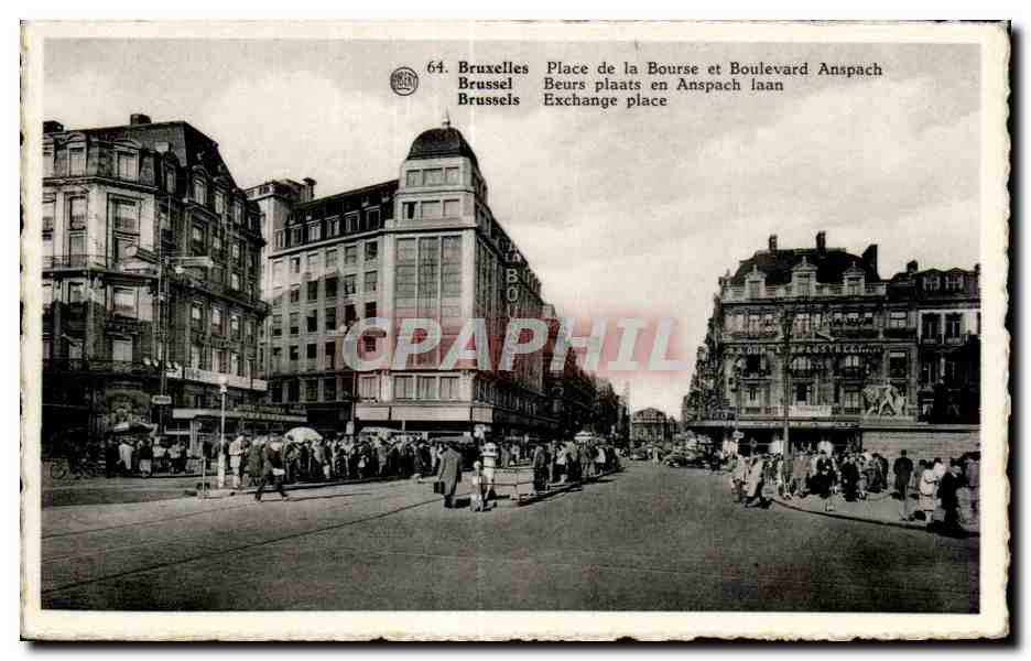 CPA Belgique Bruxelles Place de la Bourse et boulevard Anspach