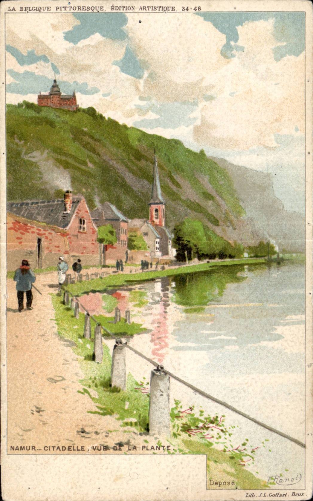 Namur - Citadelle, vue de la Plante — Édition Artistique 34-48, Lith. J.L. Goffart, Bruxelles