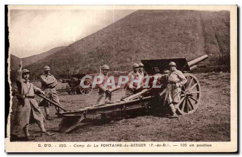 CPA Militaria Camp de la Fontaine du Berger 105 en position 