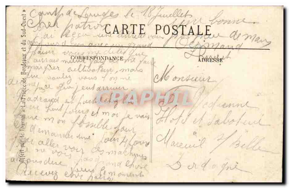 CPA Militaria Guerre 1914 Souvenir des grande manoeuvres Rassemblement des troupes — Verso