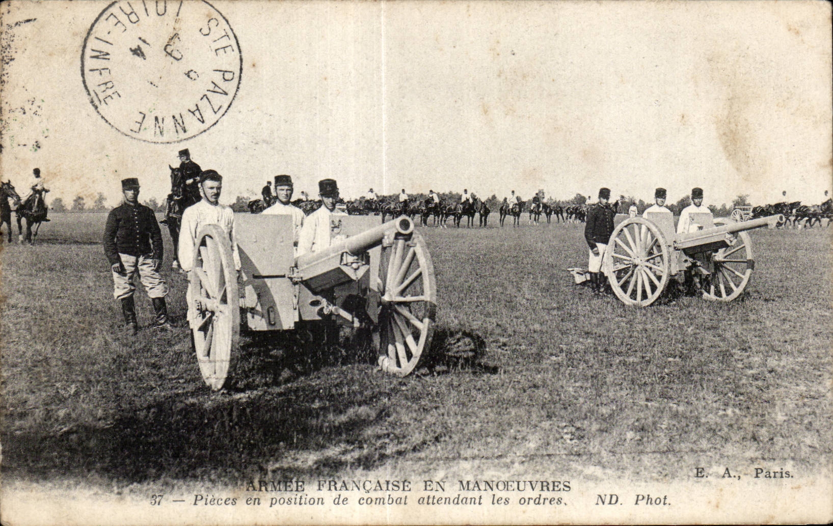 Armée française en manœuvres — Pièces en position de combat attendant les ordres — E. A., Paris, n°37