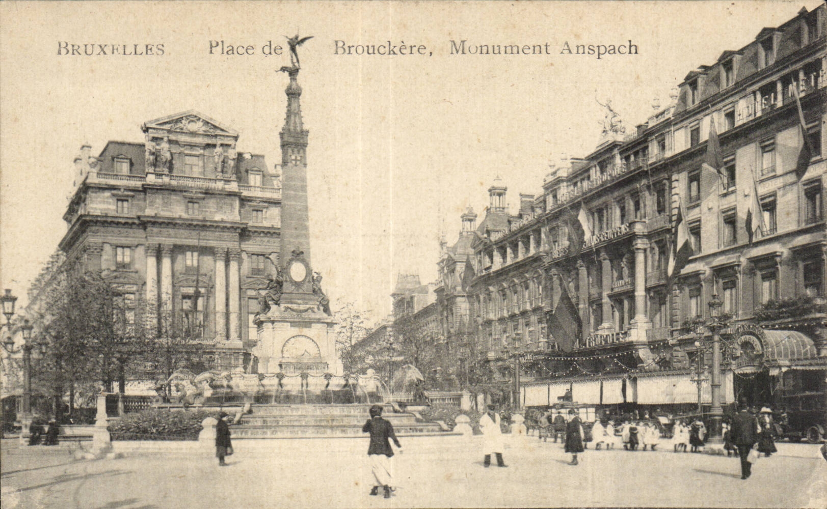 CPA Belgique Bruxelles Brouckere Monument Anspach