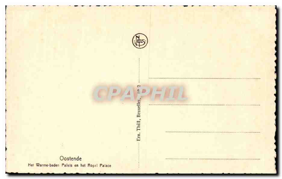 CPA Belgique Ostende Palais des thermes et le Royal Palace — Verso