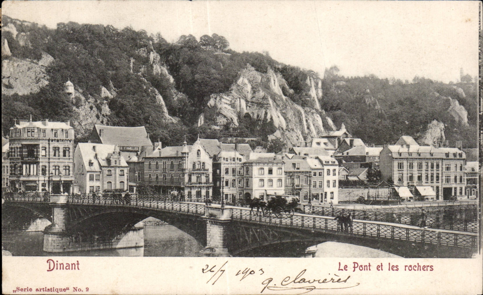 CPA Belgique Dinant Le pont et les rochers
