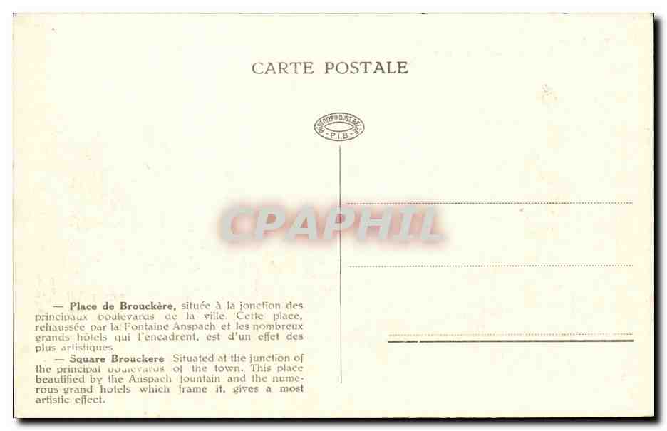 CPA Belgique Bruxelles Palais de Brouckere — Verso