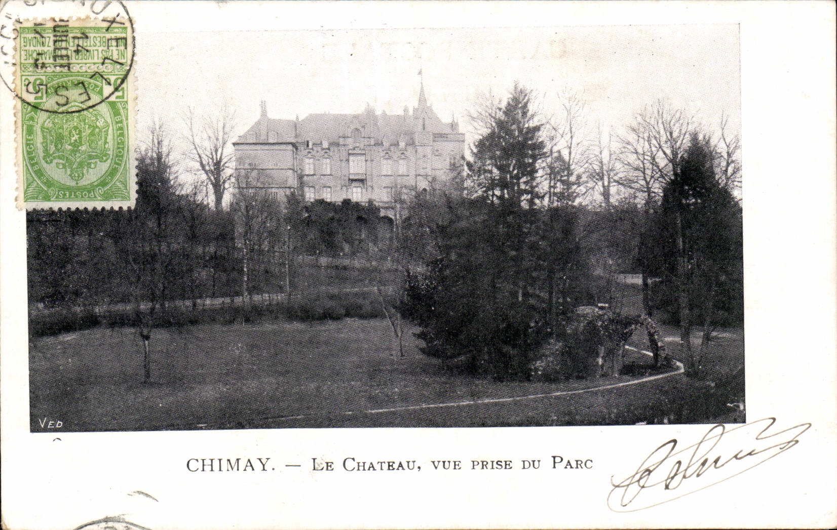 CPA Belgique Chimay Le chateau Vue prise du parc