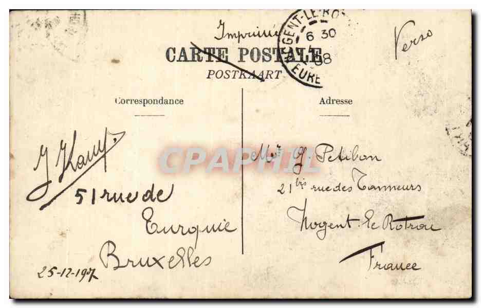 CPA Belgique Bruxelles La gare du Nord  — Verso