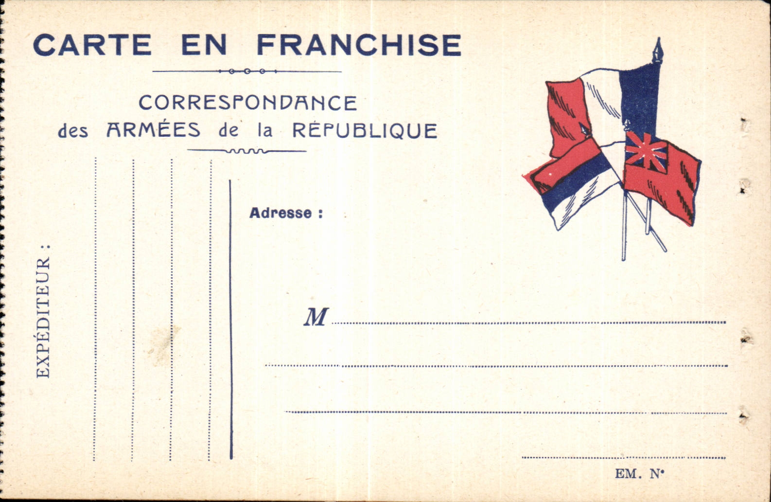 Carte en Franchise militaire Militaria Neuve