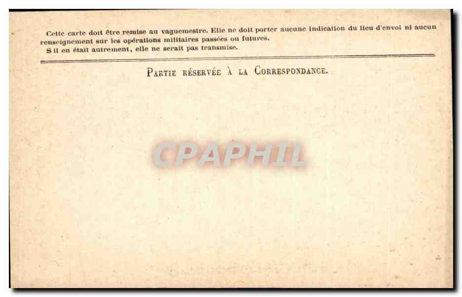 Carte en Franchise militaire Correspondance des armees Militaria Neuve — Rückseite