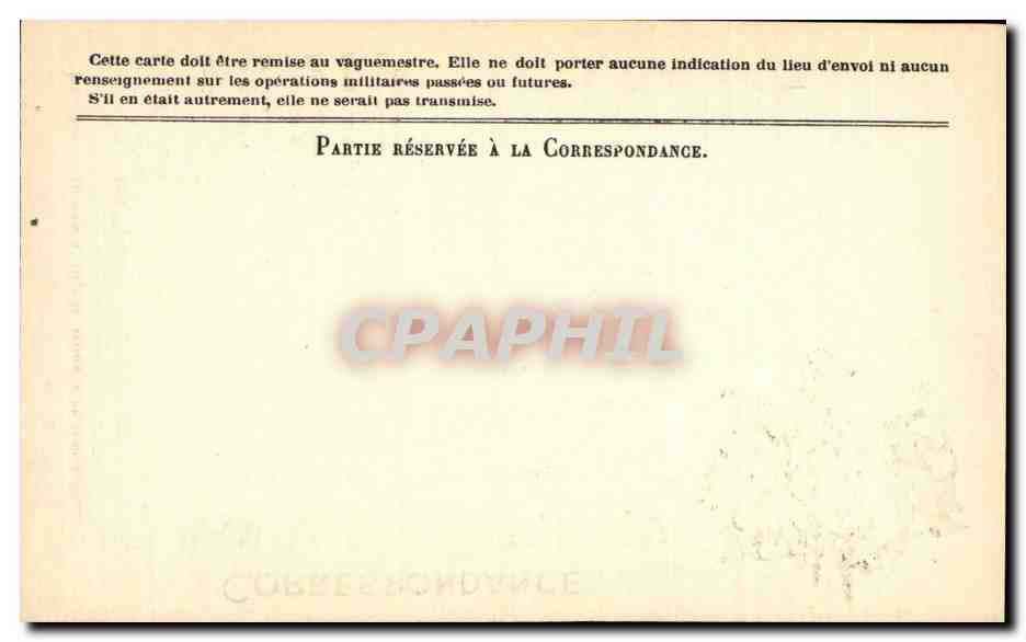 Militaria Carte en Francaise Correspondance des armees Neuve — Rückseite