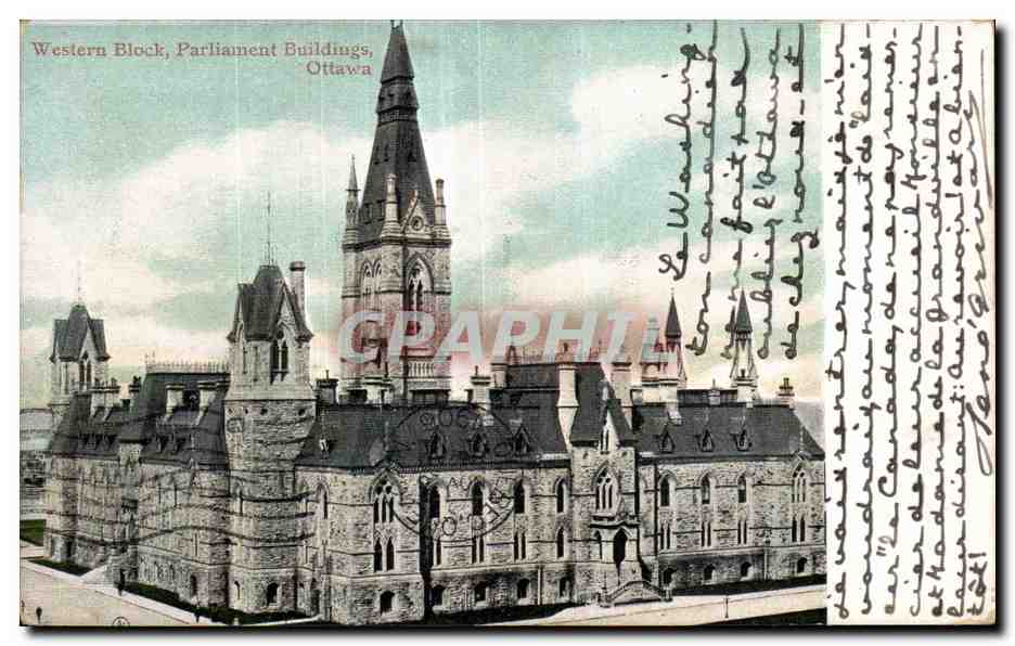 CPA Western Block Parliament Buildings Ottawa