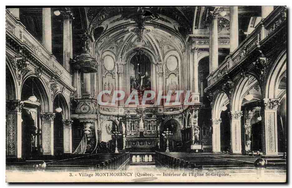 CPA Village Montmorency Quebec Interieur de I Eglise St Gregoire
