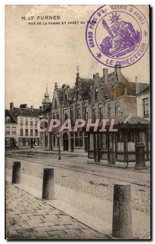 CPA Furnes Rue De La Panne Et Arret Ou Tram