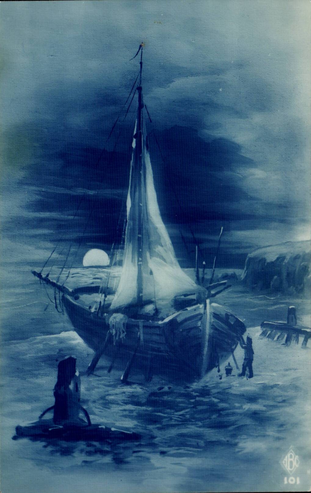 Bateau à la lune — scène nocturne — JBC 101