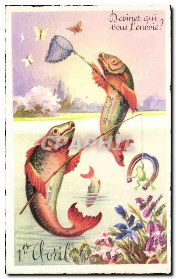 Fetes - Voeux - Ier Avril - April Fools - Poisson - Fish - Papillon - Butterfly - CPA 