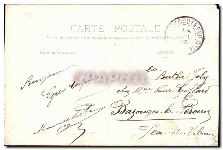 Femme paysanne avec panier et râteau — Vézelay — édit. anonyme — Verso