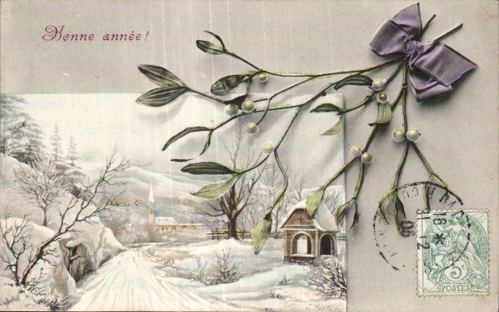 Fetes - Voeux - Bonne Annee - snowy day - CPA 