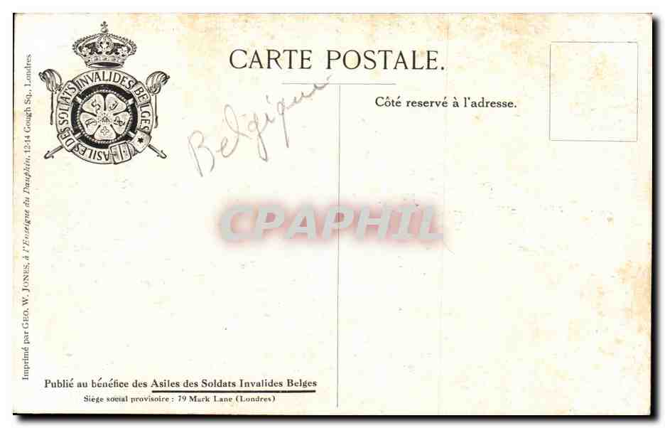 Militaria - Asile des Sodats Invalides Belge - Belgium - Belgique - Belgien - CPA — Rückseite